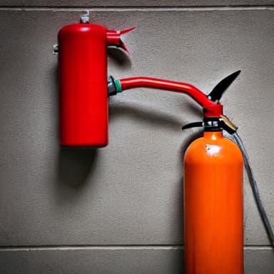 A picture fire extinguisher on the wall